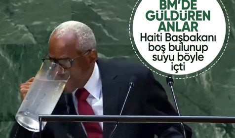 Haiti Başbakanı Ariel Henry'den BM salonunu şaşkına çeviren hareket! Suyu sürahiden içti