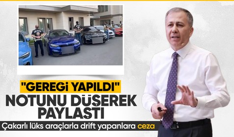 Bakanı Ali Yerlikaya "Gereği yapıldı" notuyla paylaştı! Çakarlı lüks araçlarla drift yapan 19 kişiye ceza