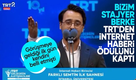 TRT'nin ödüle layık gördüğü gençlerden biri de Haberet'ten! Mesai arkadaşımız Aziz Berke Duran birinci oldu