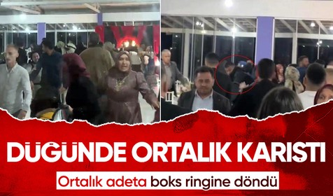 Düğün salonu boks ringine döndü: Davetliler bakın nasıl kaçıştı!