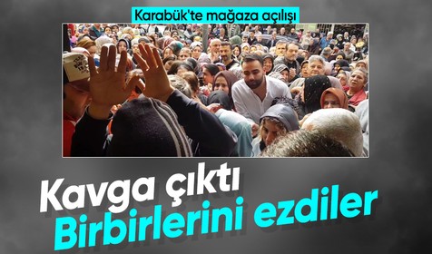 Karabük'te mağaza açılışında indirim izdihamı