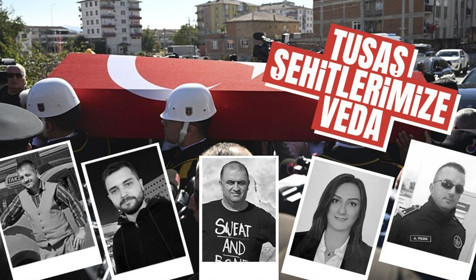 TUSAŞ'a yapılan terör saldırısında şehit olan 5 kişi son yolculuğuna uğurlandı