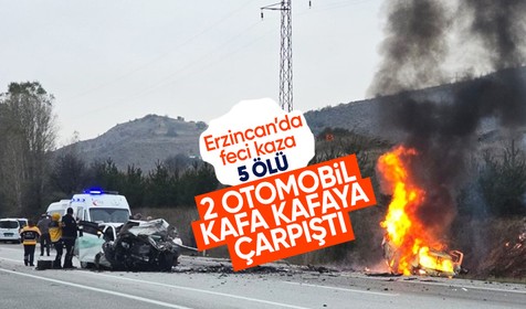 Erzincan'da iki otomobil çarpıştı, 5 kişi öldü