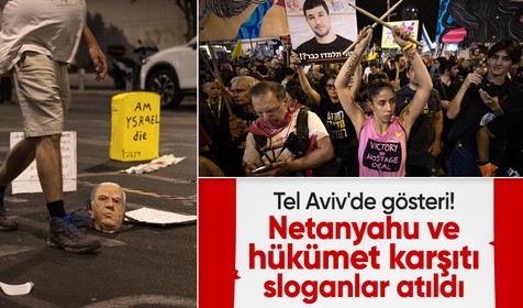 Gazze'de ateşkes ve esir takası anlaşması talebiyle Tel Aviv'de gösteri düzenlendi