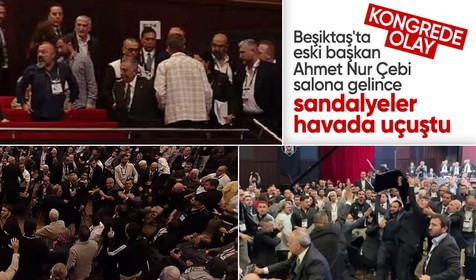 Beşiktaş'ta kongre kavgayla başladı! Sandalyeler havada uçuştu