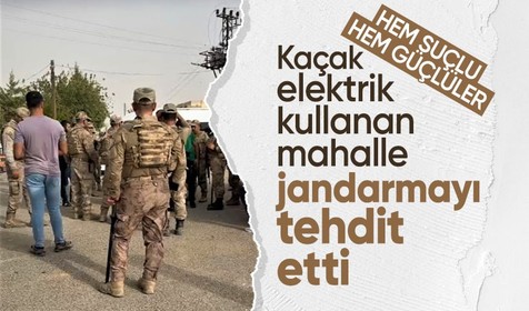 Mardin'de kaçak elektrik kullanıp ekiplere zor anlar yaşatan mahalleye jandarma müdahalesi
