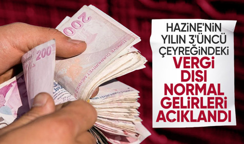Hazine'nin yılın üçüncü çeyreğindeki vergi dışı normal gelirleri açıklandı