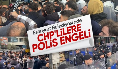 Esenyurt Belediyesi önünde CHP'li meclis üyeleri polis barikatına takıldı
