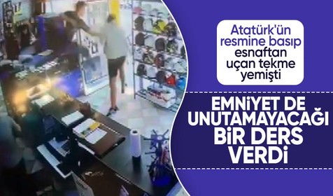 Antalya'da Atatürk'ün resmine basan şahsa Emniyet'ten unutamayacağı ders