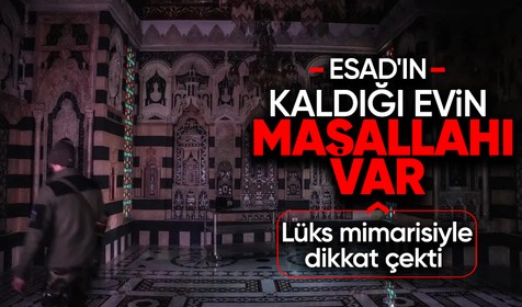 Lüks mimarisiyle dikkat çekti... Esad’ın Şam'da yaşadığı ev görüntülendi