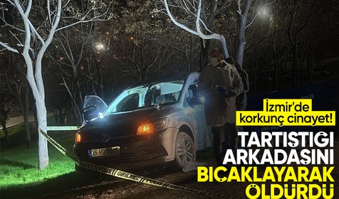 Hafif ticari araçta tartıştığı arkadaşını bıçaklayarak öldürdü