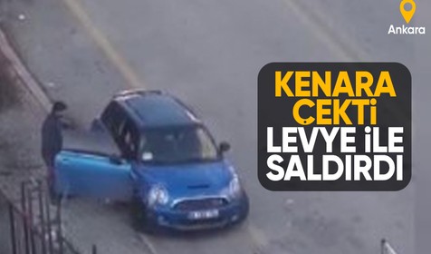 Ankara'da sinirlerine hakim olamayan şahıs, aracını parçalamaya çalıştı