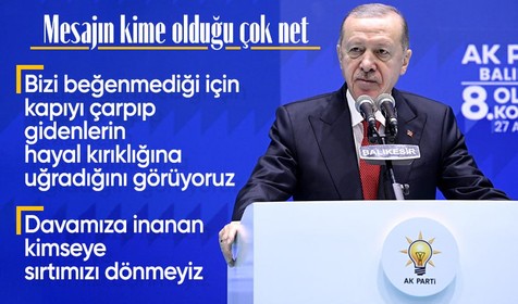 Erdoğan'dan AK Parti'den ayrılanlara net mesaj: Hayal kırıklığına uğradı! Davamıza inananlara sırtımızı dönmeyiz