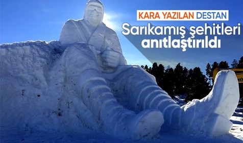 Sarıkamış'ın buzdan hatırası: Kahramanlara kardan anıtlar