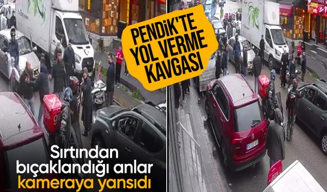 Pendik'te yol verme kavgası kamerada