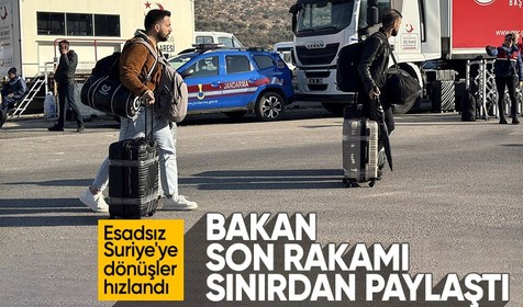 Ali Yerlikaya: Bir ayda 52 bin 622 Suriyeli ülkesine döndü