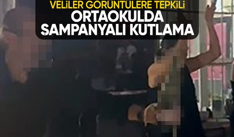 İzmir'de öğretmen okulda şampanya patlattı: Görüntüler veliler tarafından tepkiyle karşılandı