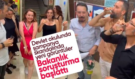Devlet okulunda şampanya patlatmışlardı: Soruşturma açıldı