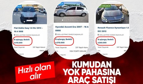 Kamu araçlarının satışı başladı: 1200 taşıt açık artırmada! 180 bin liradan başlıyor
