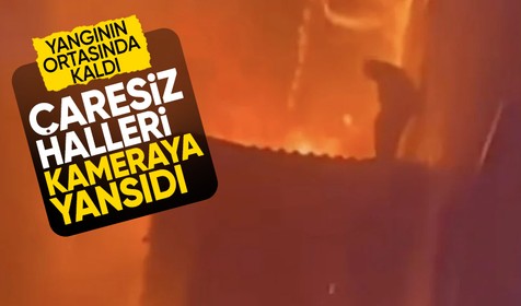 Bolu'daki otel yangınının ortasında kalan adamın çaresiz halleri
