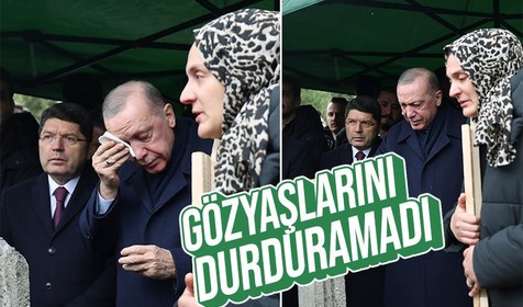 Cumhurbaşkanı Erdoğan, cenaze töreninde gözyaşlarına engel olamadı