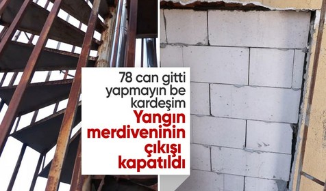 Bakırköy'de yangın merdiveninin çıkışı tuğlalarla kapatıldı