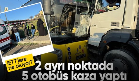 İstanbul'da 2 noktada İETT kazası! 5 otobüs, mikser...