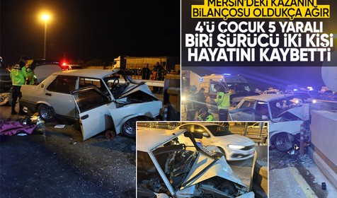 Mersin'de dehşet kaza! Otomobil otoyol gişelerinde beton bariyerlere çarptı: 2 ölü, 5 yaralı