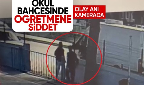 Mersin'de okul bahçesinde öğretmene darp! Olay anı kamerada