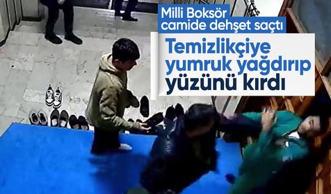 Milli Boksör Yavuz Özden camide dehşet saçtı! Temizlikçiye yumruk yağdırıp yüzünü kırdığı anlar kamerada