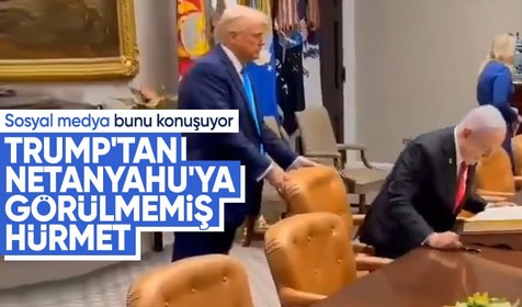 ABD Başkanı Trump'ın İsrail Başbakanı Netanyahu'nun sandalyesini çekmesi gündem oldu