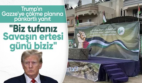 Trump'ın Gazze planının yankıları sürüyor! Kassam Tugayları'ndan pankartlı yanıt