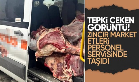 Ankara'da tepki çeken görüntü: Zincir marketin etleri personel servisinde taşındı