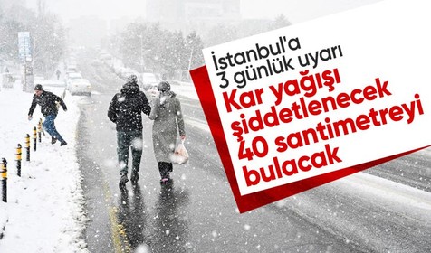 İstanbul'a 3 günlük uyarı! Kar yağışı şiddetlenecek, 40 santimetreyi bulacak