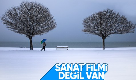 Van Gölü sahili kar yağışıyla beyaza büründü