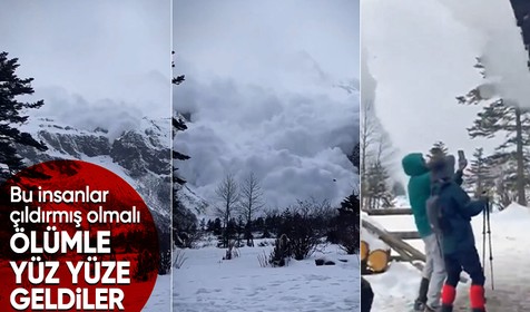 Çin'de çığ düştü! Tatilciler devasa kar kütlesinden son anda kurtuldu