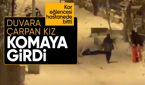 Karda tepsiyle kayan genç kız duvara çarpıp komaya girdi