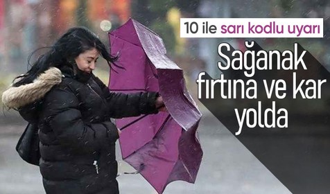 Meteoroloji'den 10 ile sarı kodlu alarm! Fırtına, kar, sağanak ve toz taşınımı uyarısı