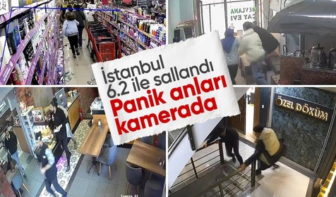 İstanbul'daki 6,2'lik deprem anı güvenlik kameralarında! Megakenti büyük panik sardı