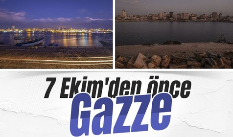 İsrail'in 7 Ekim'de başlattığı yıkım Gazze sahilindeki 'öncesi' ve 'sonrası' fotoğraflara yansıdı