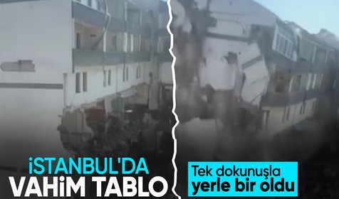 Büyükçekmece’de kentsel dönüşüme giren bina tek dokunuşla yıkıldı