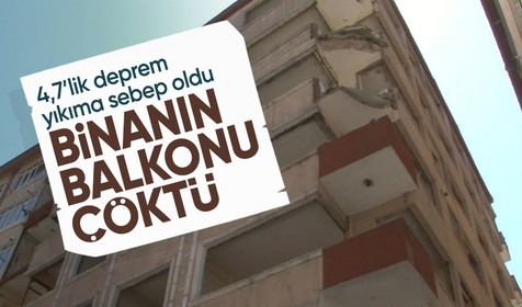 3,7'lik depremin ardından bir binanın balkonu çöktü: 1 kişi yaralandı