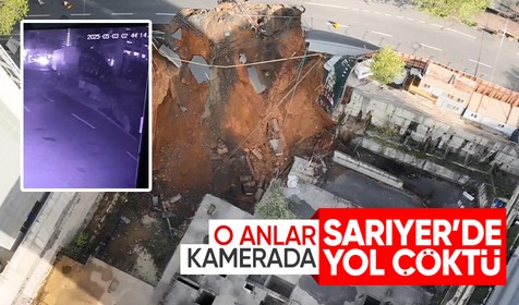 İstanbul Sarıyer'de yol çöktü: Trafiğe kapatıldı! O anlar kameraya yansıdı