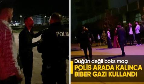 Tekme ve yumrukların havada uçuştuğu düğün kavgasına polis biber gazıyla müdahale etti