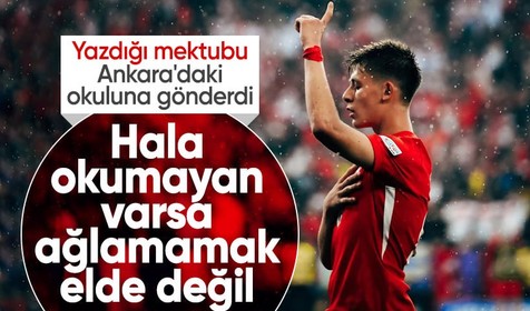 Arda Güler'in mektubu okuduğu okul Samiye Naim Eğitim Vakfı Ortaokulu'nda öğrencilere dağıtıldı