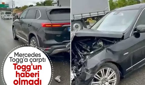Mercedes Togg'a çarptı Togg'un haberi olmadı