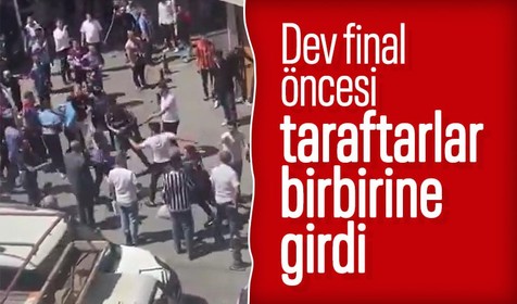 Gaziantep'te Türkiye Kupası finali öncesi gerilim! Galatasaraylı ve Trabzonsporlu taraftarlar birbirine girdi