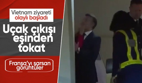 Macron’un Vietnam ziyareti olaylı başladı: Eşi Brigitte tokat mı attı? İşte o görüntüler
