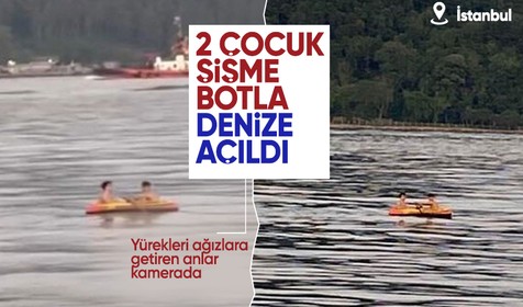 Sarıyer'de denize açılan çocuklar yürekleri ağızlara getirdi