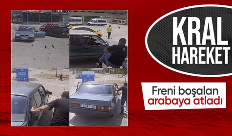 Günün kahramanı taksici: Freni boşalan otomobili durdurdu